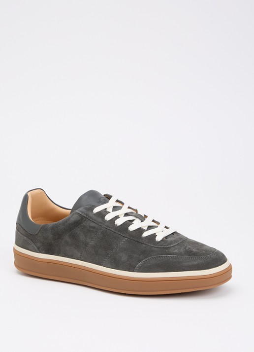 Dune London Tony sneaker van suède - voorkant 5 donkergrijs