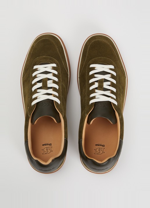 Dune London Tony sneaker van suède - detail 2 legergroen