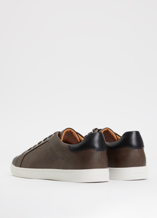 Dune London Traces sneaker met structuur en logo - achterkant bruin