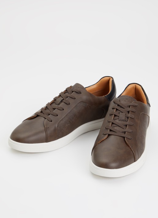 Dune London Traces sneaker met structuur en logo - detail 2 bruin