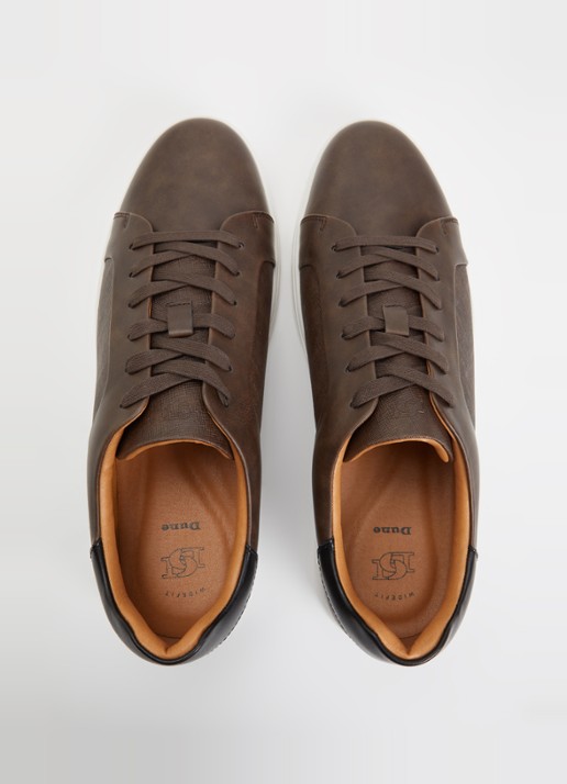 Dune London Traces sneaker met structuur en logo - detail 3 bruin