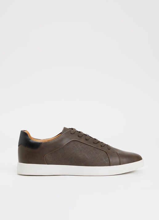 Dune London Traces sneaker met structuur en logo - voorkant 5 bruin
