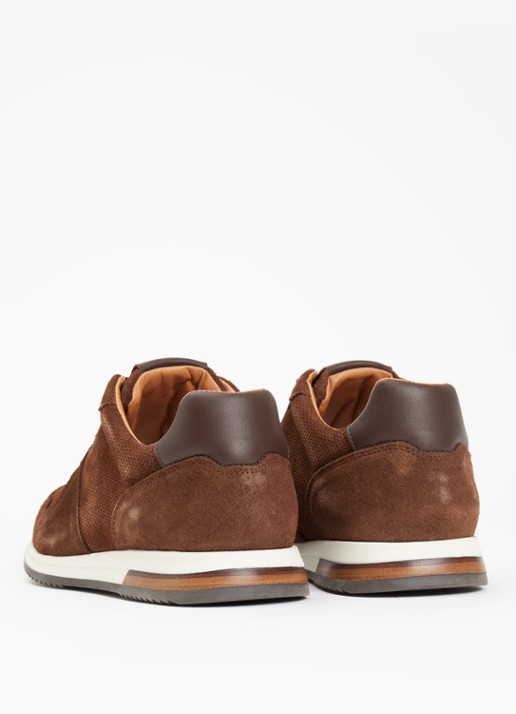 Dune London Trilogy sneaker van leer - achterkant 5 kastanjebruin