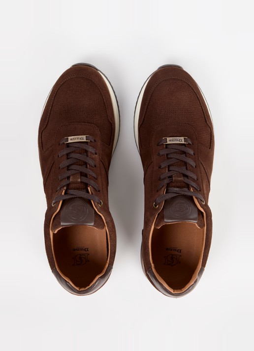 Dune London Trilogy sneaker van leer - detail 2 roodbruin