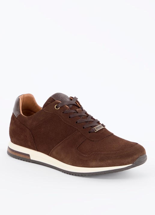 Dune London Trilogy sneaker van leer - voorkant 5 roodbruin