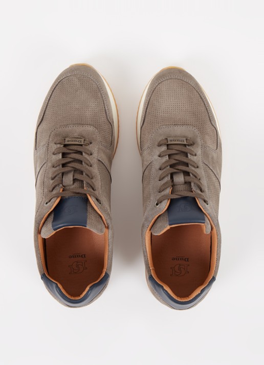 Dune London Trilogy sneaker van leer - detail 4 grijs