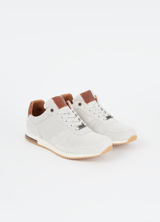 Dune London Trilogy sneaker van leer - detail gebroken wit