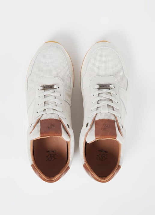 Dune London Trilogy sneaker van leer - detail 3 gebroken wit