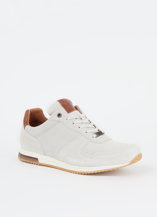 Dune London Trilogy sneaker van leer - voorkant 5 gebroken wit