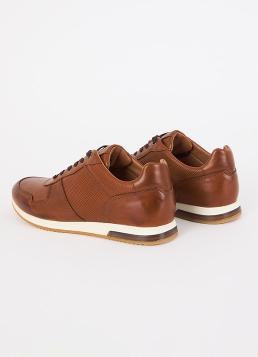 Dune London Trilogy sneaker van leer - achterkant 5 oranjebruin