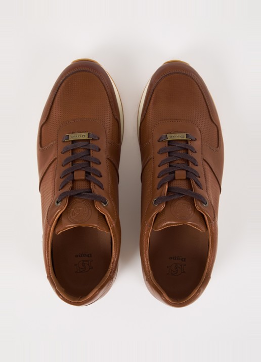 Dune London Trilogy sneaker van leer - detail 2 oranjebruin