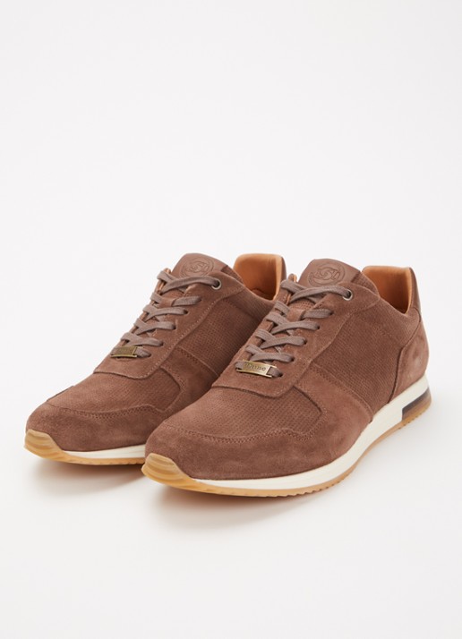 Dune London Trilogy sneaker van leer - detail taupe