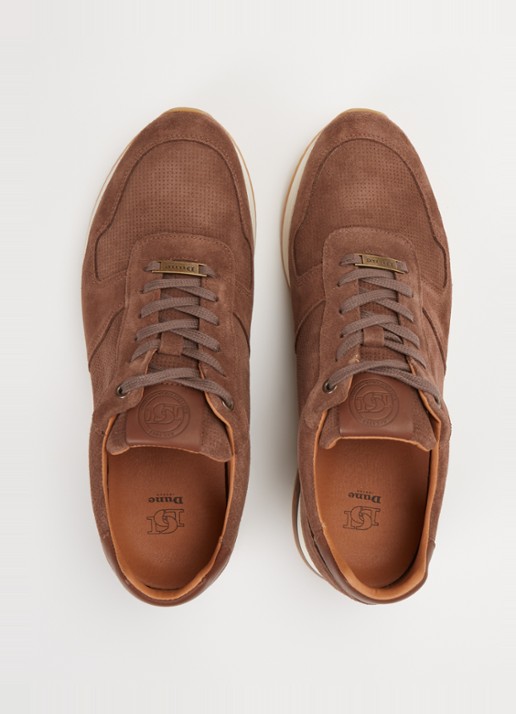 Dune London Trilogy sneaker van leer - detail 2 taupe