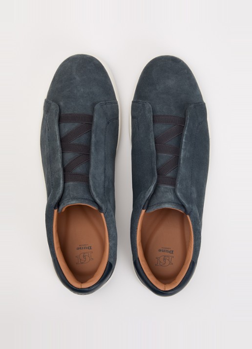 Dune London Troys sneaker van leer - detail 2 staalblauw