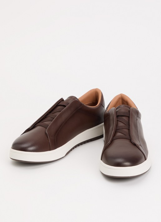 Dune London Troys sneaker van leer - detail bruin