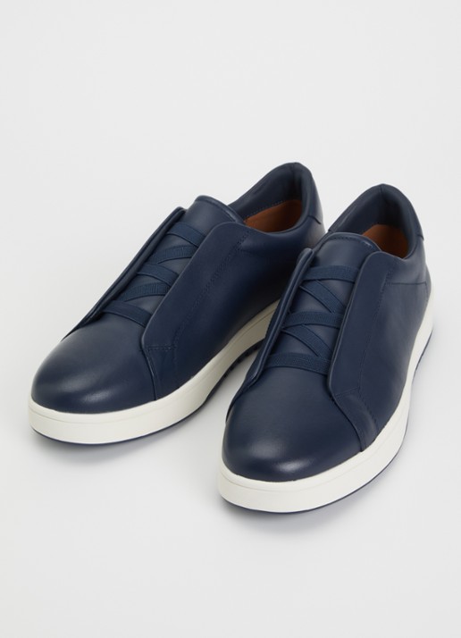 Dune London Troys sneaker van leer - detail donkerblauw