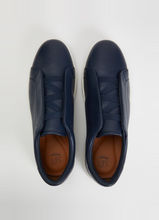 Dune London Troys sneaker van leer - detail 2 donkerblauw