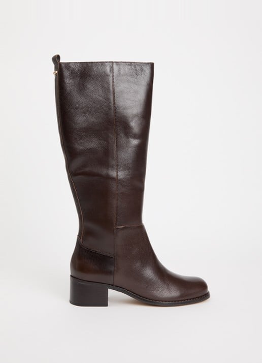 Dune London Turner laars van leer - voorkant 4 donkerbruin