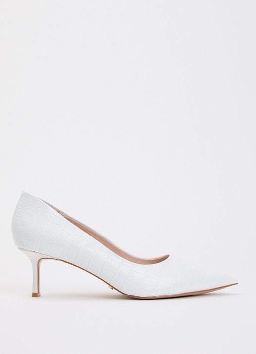 Dune London Wide Fit Achievable pump met glitter - voorkant 2 wit