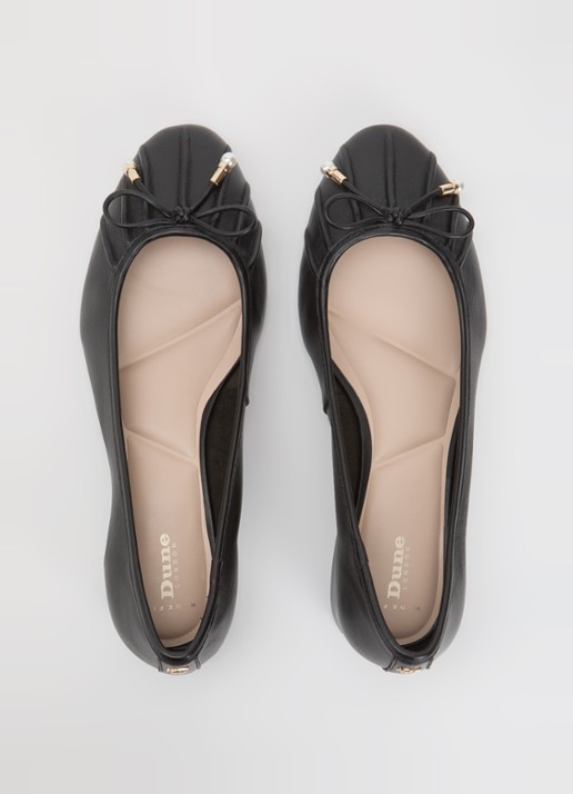 Dune London Wide Fit Amazing ballerina van leer - detail 3 zwart