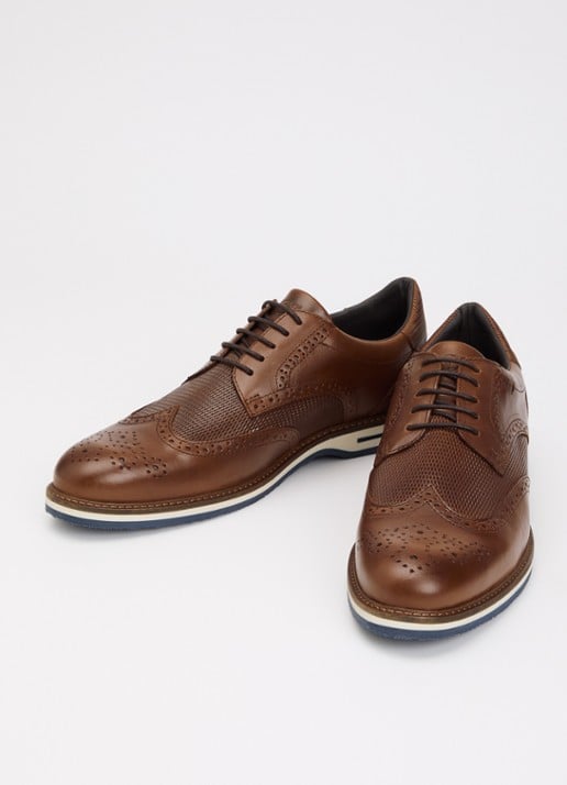 Dune London Wide Fit Barkings brogue van leer - detail 3 bruin