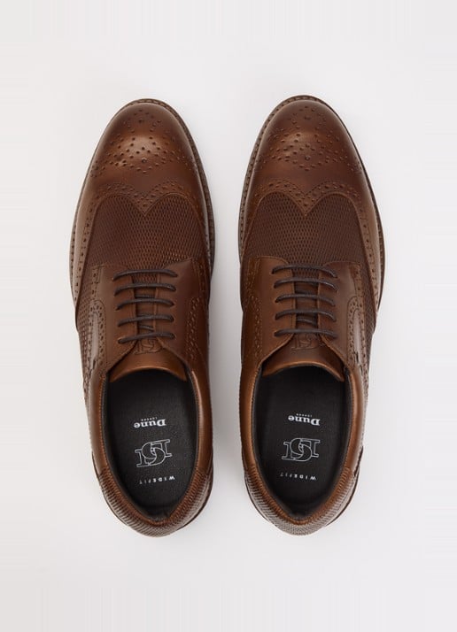 Dune London Wide Fit Barkings brogue van leer - detail 4 bruin