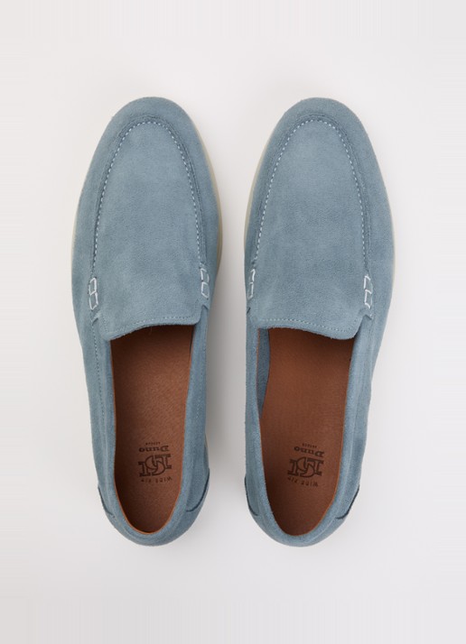 Dune London Wide Fit Boltman slip-on van suède - detail 3 lichtblauw