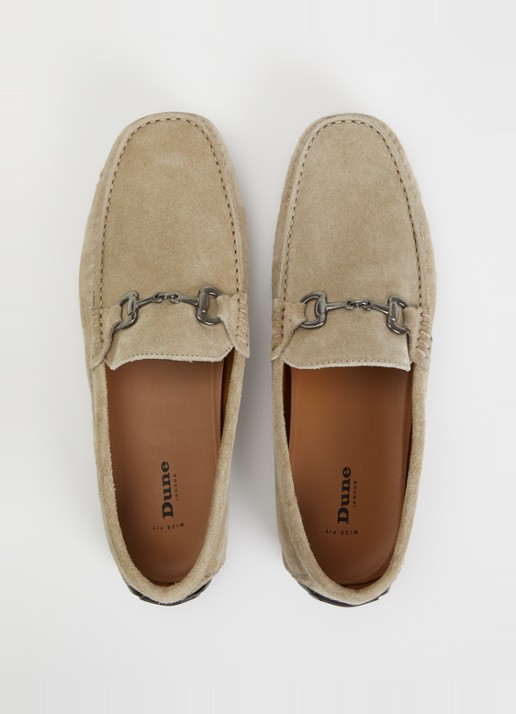 Dune London Wide Fit Brackon mocassin van suède - detail 4 taupe