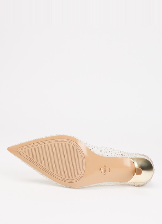 Dune London Wide Fit Brivelle pump van mesh met strass - detail 5 goud