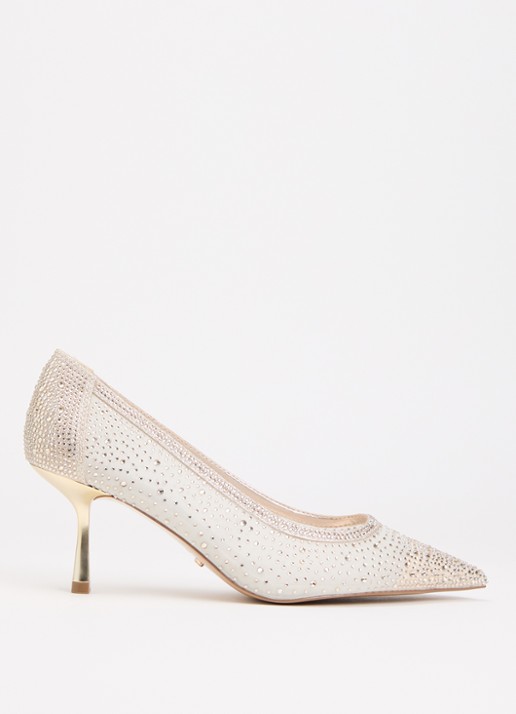 Dune London Wide Fit Brivelle pump van mesh met strass