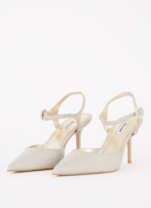Dune London Wide Fit Channel slingback met strass - detail 3 witgoud