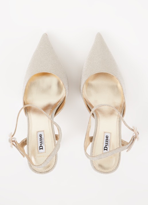 Dune London Wide Fit Channel slingback met strass - detail 4 witgoud