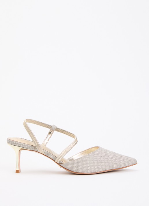 Dune London Wide Fit Charming slingback met glitter - voorkant goud
