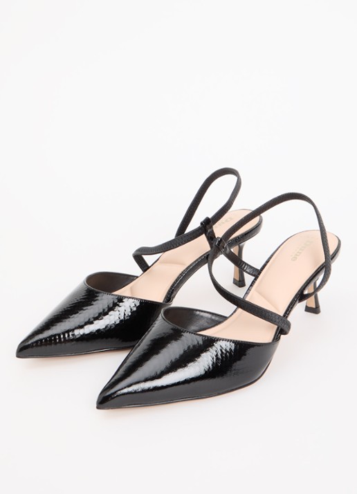Dune London Wide Fit Charming slingback met glitter - detail zwart