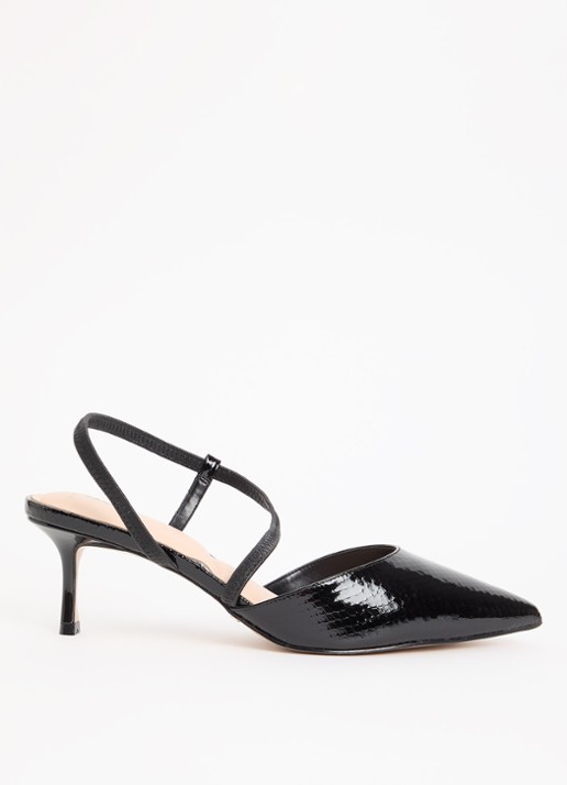 Dune London Wide Fit Charming slingback met glitter - voorkant 5 zwart
