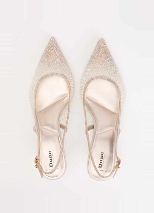Dune London Wide Fit Cirelle slingback van mesh met strass - detail 2 goud
