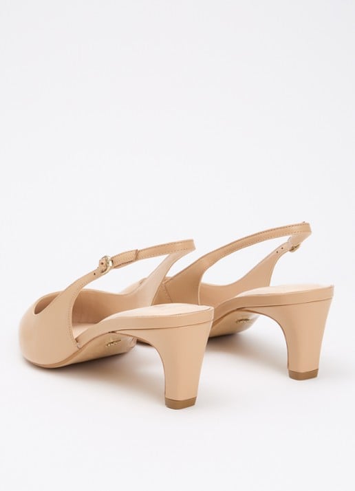 Dune London Wide Fit Connection slingback van leer - achterkant beige