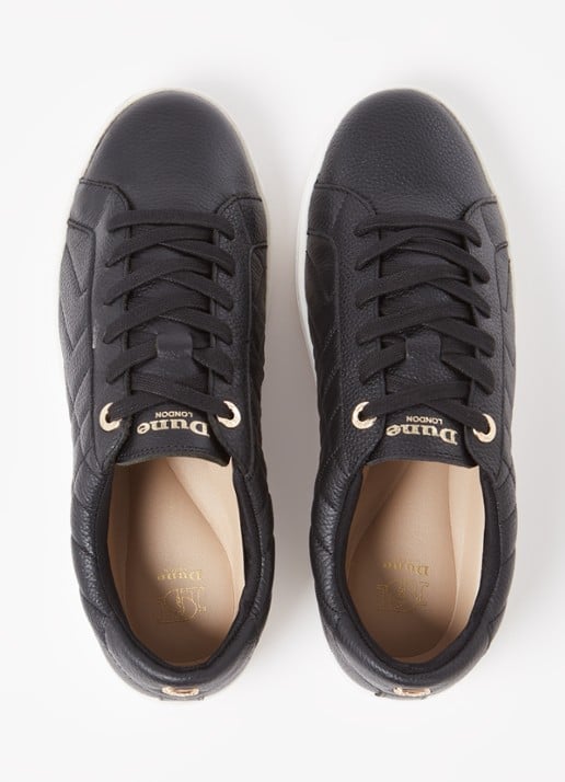 Dune London Wide Fit Egent sneaker van leer met quilt patroon  - detail 3 zwart