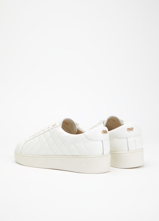 Dune London Wide Fit Egent sneaker van leer - achterkant wit