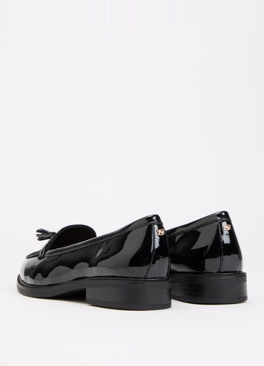 Dune London Wide Fit Gazeles loafer met lakfinish - achterkant 5 zwart