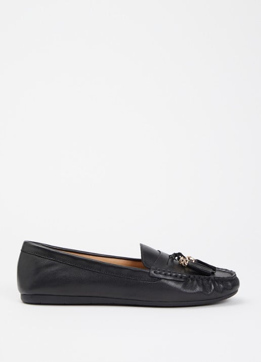Dune London Wide Fit Geen mocassin van leer met franjes