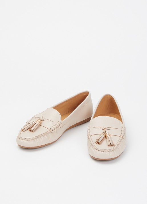 Dune London Wide Fit Geen mocassin van leer met franjes - detail 3 lichtroze