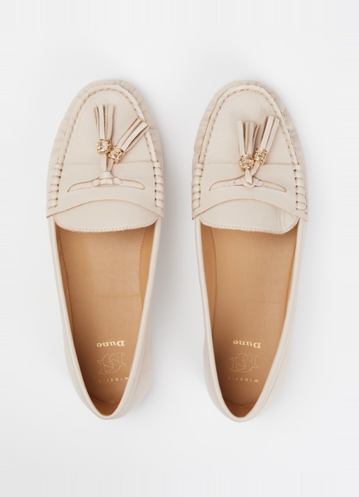 Dune London Wide Fit Geen mocassin van leer met franjes - detail 4 lichtroze