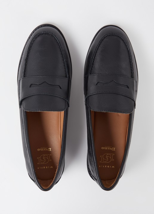 Dune London Wide Fit Ginelli loafer van leer - detail 4 zwart