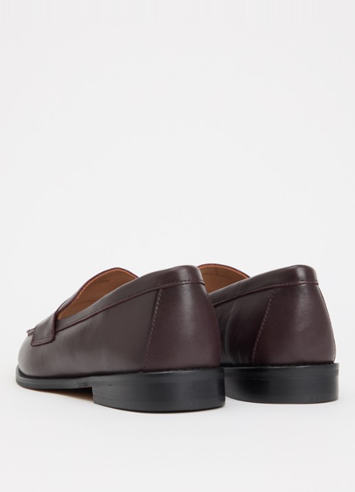Dune London Wide Fit Ginelli loafer van leer - achterkant 5 bordeauxrood