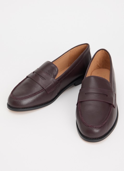 Dune London Wide Fit Ginelli loafer van leer - detail 2 bordeauxrood