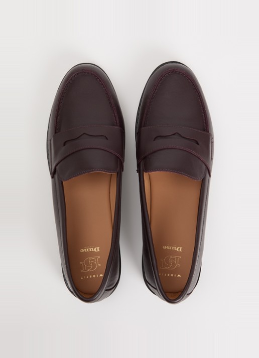 Dune London Wide Fit Ginelli loafer van leer - detail 3 bordeauxrood