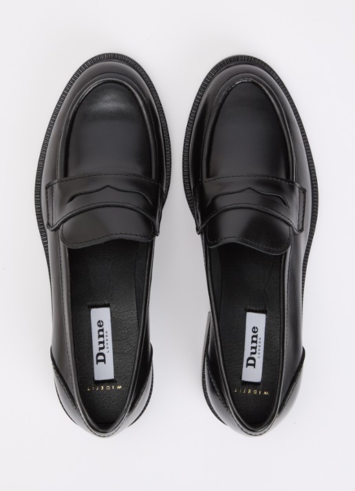 Dune London Wide Fit Giya loafer van leer - detail 3 zwart