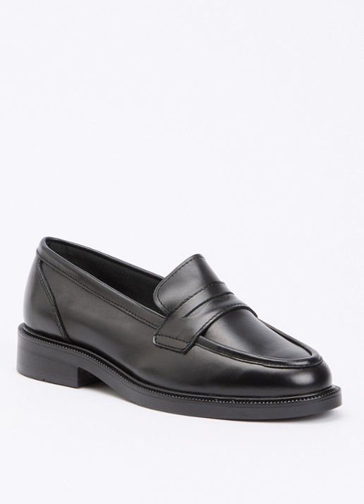 Dune London Wide Fit Giya loafer van leer