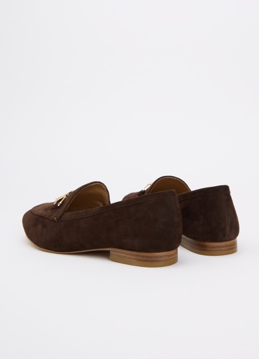 Dune London Wide Fit Glair loafer - achterkant donkerbruin